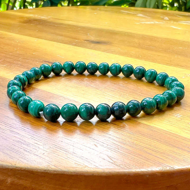 Genuine Malachite Stone Bead Bracelet-Bracelet- MagicCrystals