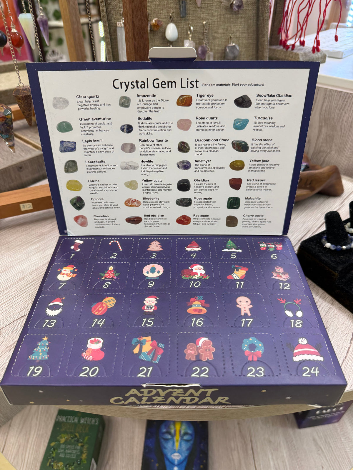 24 Crystal Advent Calendar โ Raw or Tumbled Gemstones