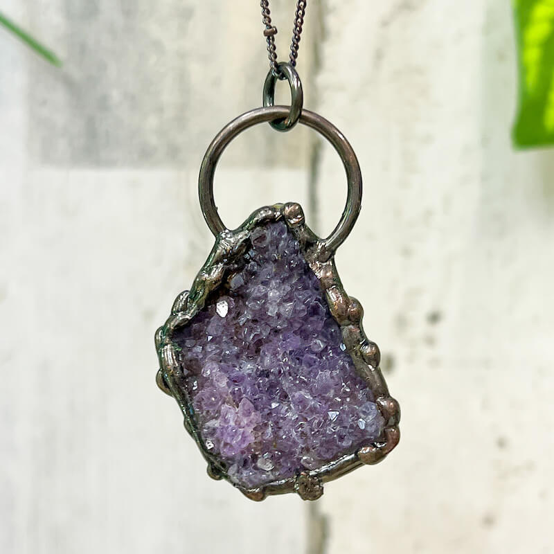 Natural Amethyst Bronze Necklace - MagicCrystals. Bronze Necklace
