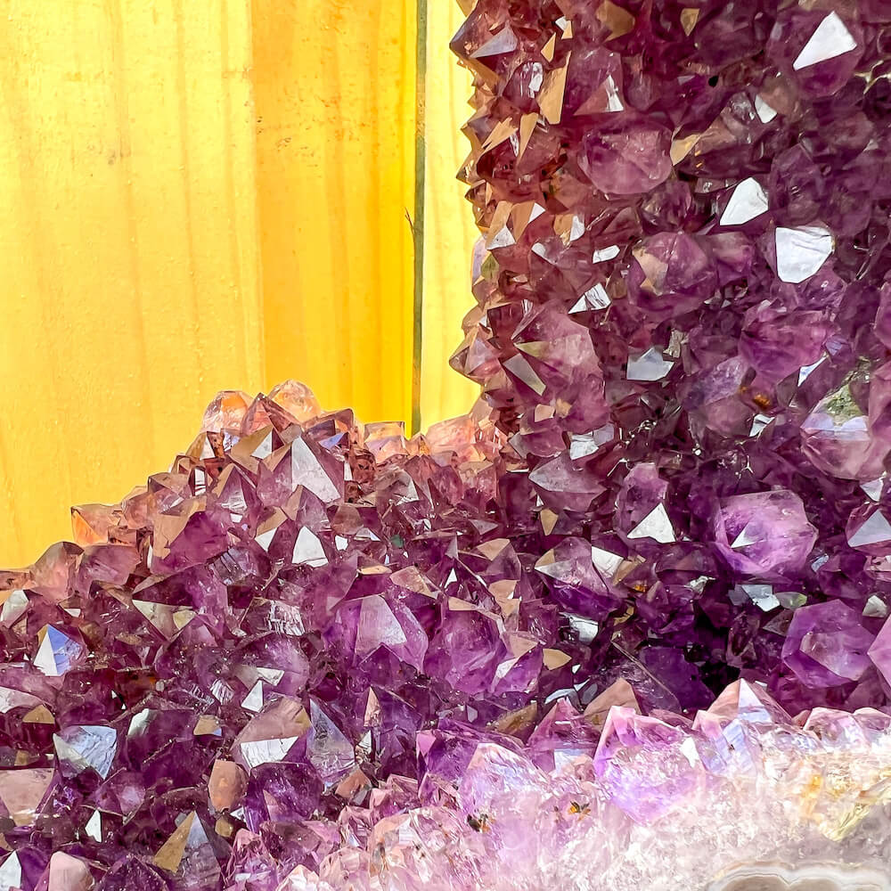 Buy Magic Crystals - Large Druzy Amethyst Cathedral, Amethyst Stone, Purple Amethyst Point, Amethyst Crystal Window double sided Amethyst Tower, Power Point at Magic Crystals. Natural Amethyst Gemstone for PROTECTION, PEACE, INSPIRATION. Magiccrystals.com offers FREE SHIPPING and the best quality gemstones.