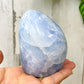 Looking for a Blue Calcite Polished Freeform? Shop at Magiccrystals for Blue Calcite Polished Freeforms, different sizes available including Large Free Standing Cut Base, Specimens, these Healing Crystals are helpful for Throat Chakra, Calcite Specimen. Choose Size ('AAA' Grade, Cut Base Blue Calcite Free Form. Blue-Calcite-Freeform-A