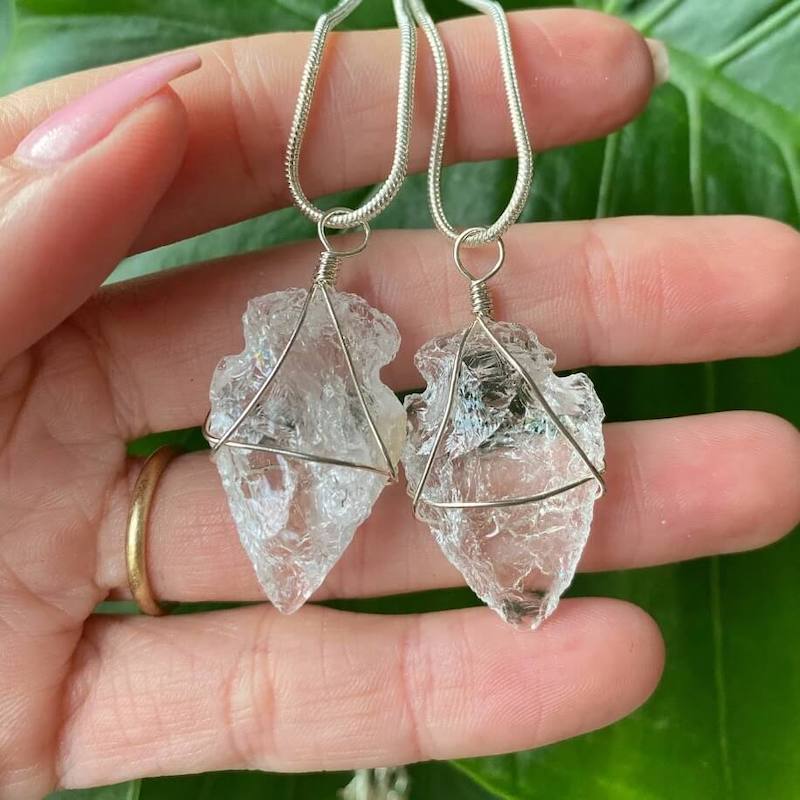Clear-Quartz-Arrowhead-Stone-Necklace. Gemstone Arrowhead Pendant Necklace at Magic Crystals
