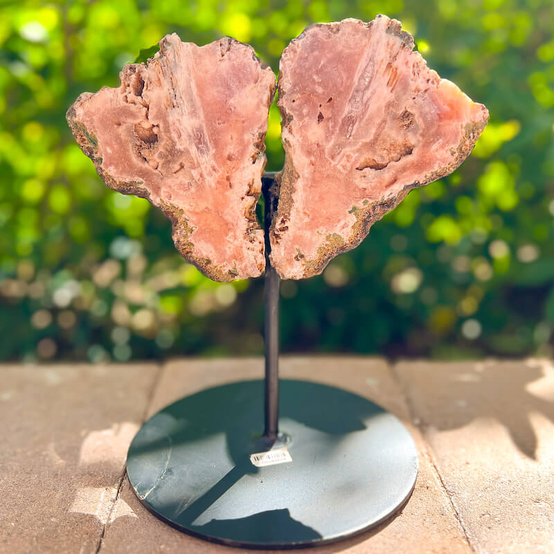 Pink Amethyst Slab on a stand