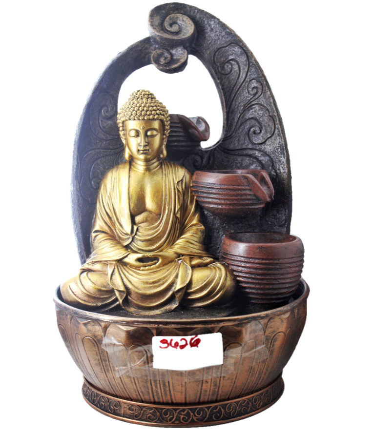 Golden Buddha Cascade Fountain w/ loop Background - Magic Crystals