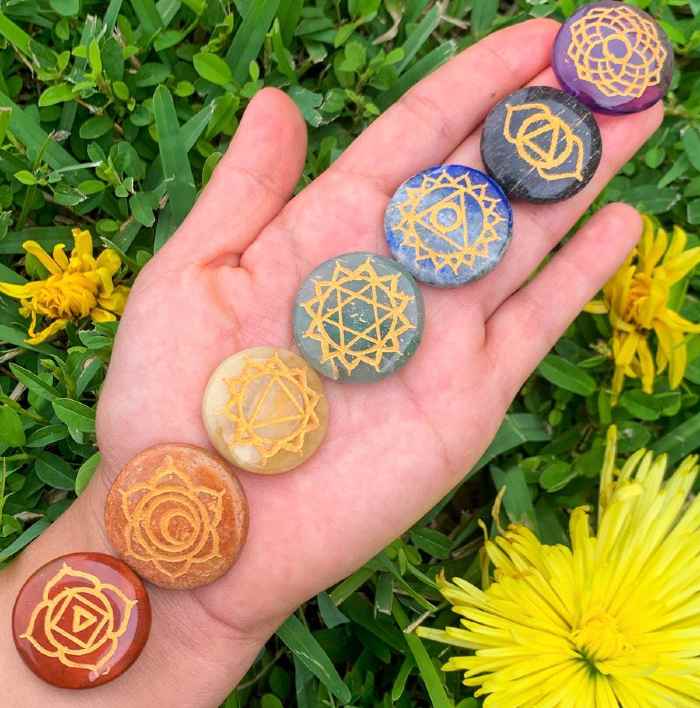 7 Chakra Gemstone Engrave Stone Disc Set-CHAKRA SETS-Magic Crystals
