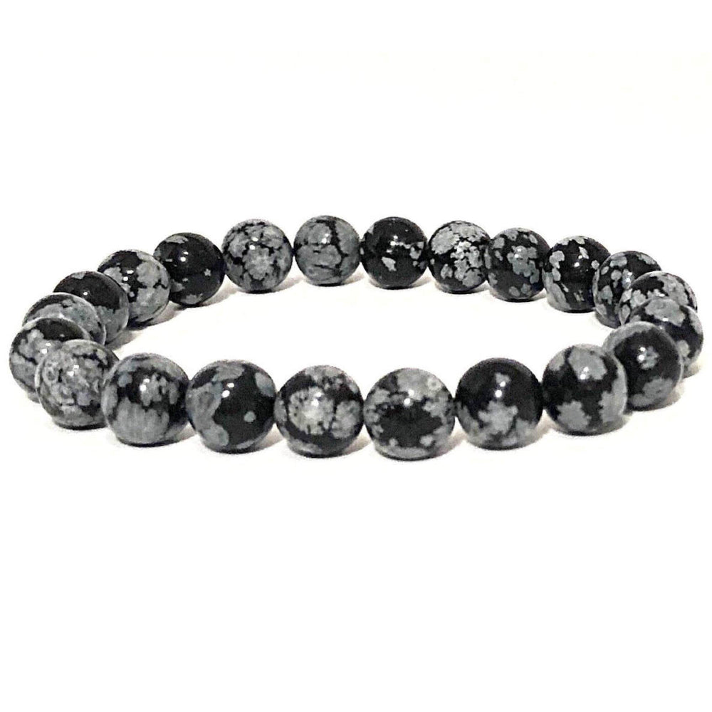 Pulsera de cuentas de obsidiana de copo de nieve