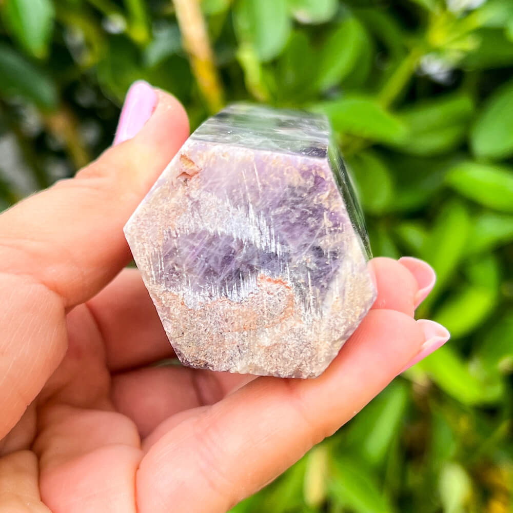 These amethyst Amethyst tower - Amethyst Obelisk - Amethyst Specimen hold a power all their own as they symbolize the ancient obelisks found in Egypt. Shop large Amethyst obelisks. Amethyst Obelisks and Towers are extremely powerful and protective stone with a high spiritual vibration, it is also a natural tranquilizer. Amethyst-Obelisk-B