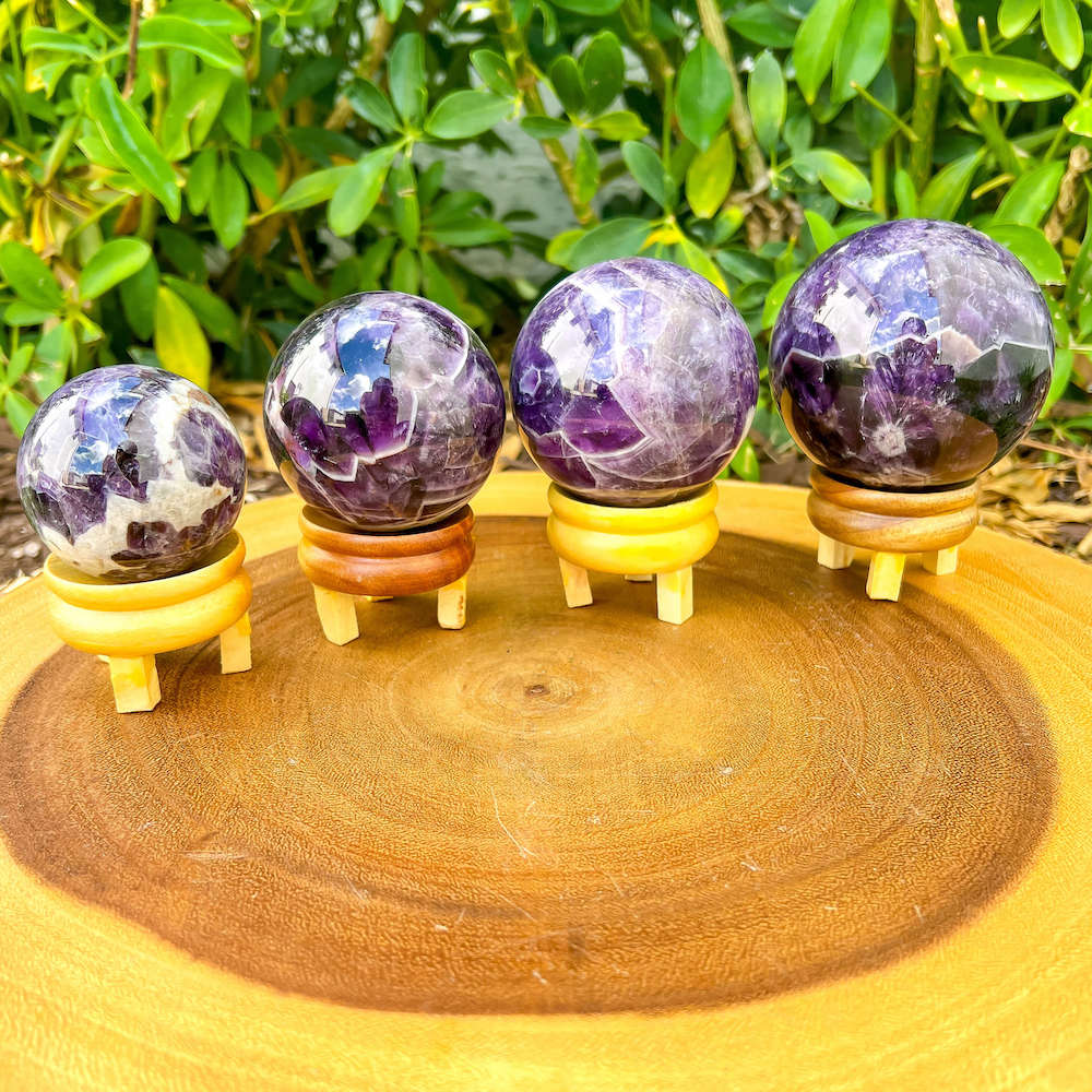 These amethyst Amethyst Sphere - Amethyst Ball - Amethyst Specimen hold a power all their own as they symbolize the ancient sphere found in Egypt. Shop large Amethyst Sphere. Amethyst Crystal Ball and Sphere are extremely powerful and protective stone with a high spiritual vibration, it is also a natural tranquilizer. Amethyst-Sphere