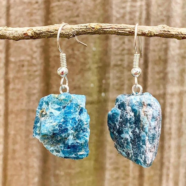 Check out Magic Crystals for the very best in unique, handmade Blue Apatite Earrings. Made of a blue gemstones, this earring set is grade a genuine apatite gemstone. We carry a wide variety of earring set, with raw crystal jewelry and polished stones.