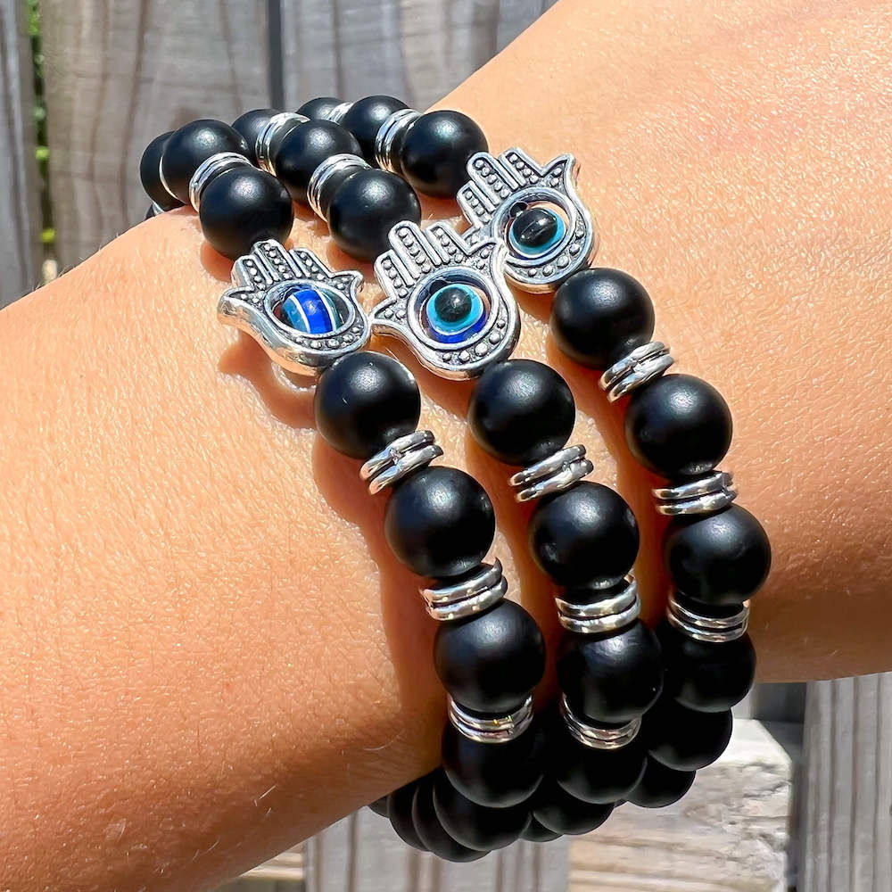 Hamsa Bracelets available at our online. Black Onyx Bracelets. Amazingly versatile, Black Onyx jewelry can accent any outfit. Check out our Black bracelets selection. Black Onyx Gemstone Bracelets Free Shipping available. Your Online Bracelets Store! Handmade Black Onyx bracelet. Shop for Black Onyx at Magic Crystals.