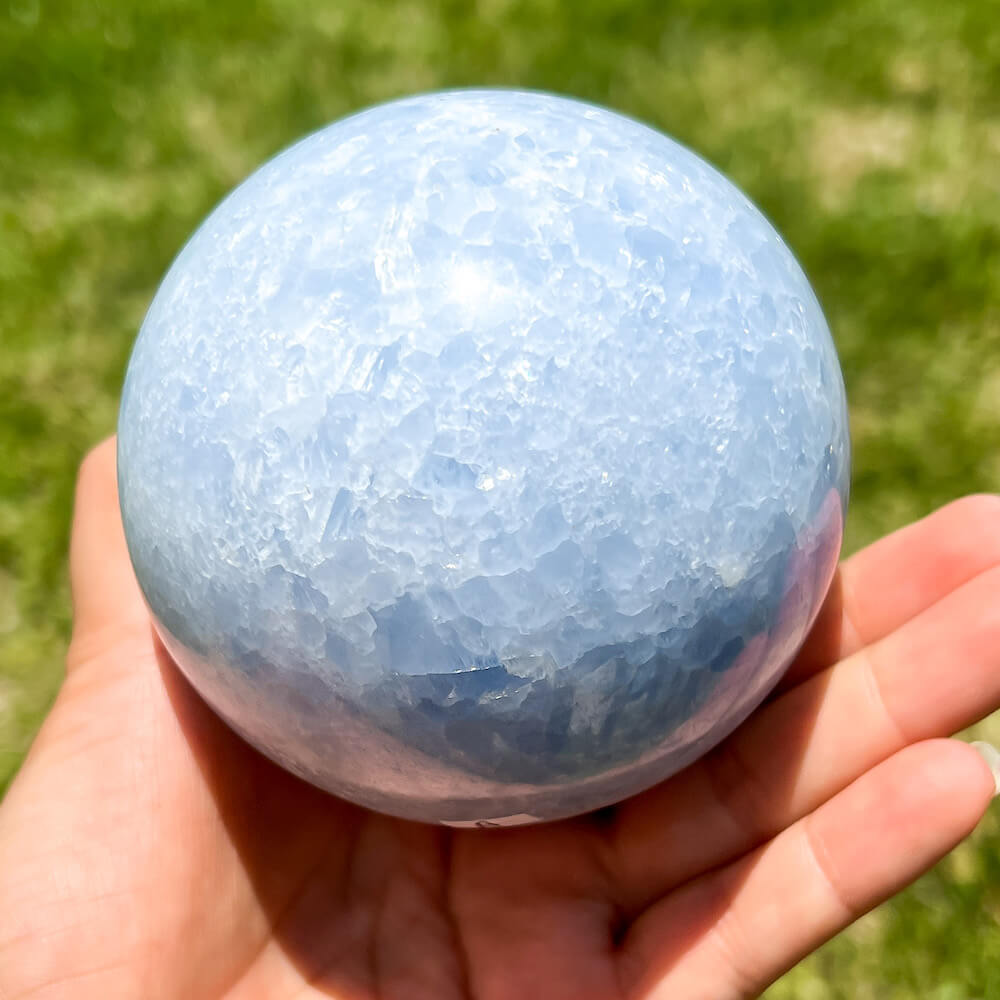 Looking for a Blue Calcite Sphere? Find a Beautiful Extra Large Blue Calcite Sphere - A at Magic Crystals for Blue Calcite Polished Carved crystal ball, Blue Calcite Stone, Blue Calcite Point, Blue Calcite Polished Ball. Blue Calcite for TRANQUILITY and HEALING. Magiccrystals.com offers the best quality gemstones.