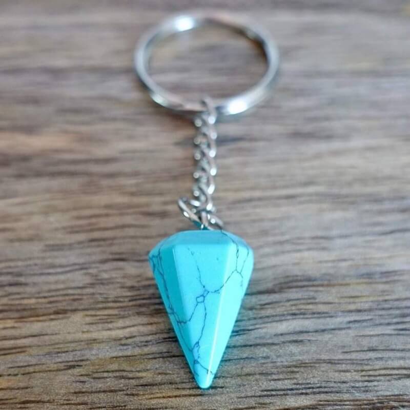 Blue Turquoise Natural Gemstone Keychain, Blue Keychains, Magic Crystals KEYCHAIN. Pet Collar Charm, Bag Accessory, crystal on the go, keychain charm, gift for her and him.Blue Turquoise is a great SPIRITUALITY. Blue Howlite Turquoise Crystal Key, Crystal Keyring blue stone keys