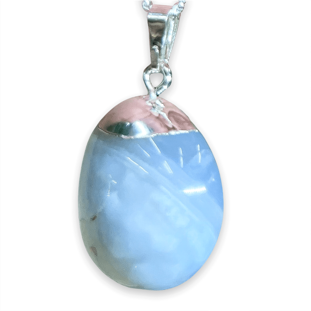 Blue Lace Agate Tumbled Pendant Necklace Jewelry MAGIC CRYSTALS