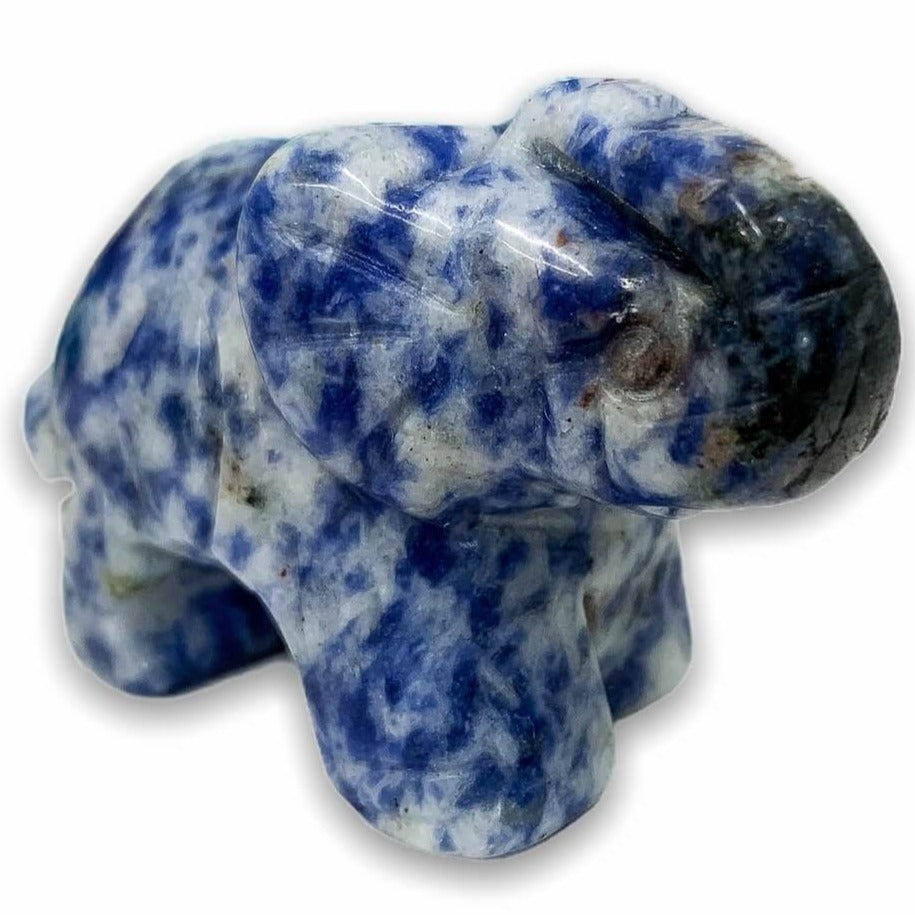 Shop for our unique genuine Blue Spot Jasper, Handmade Natural Crystal Carved, Blue Spot Jasper elephant, crystal elephant, carved elephant, Quartz Crystal Elephant, Carving for Reiki healing. Blue Spot Jasper Crystal ELEPHANT Shaped-Stone at Magic Crystals, with FREE SHIPPING available.