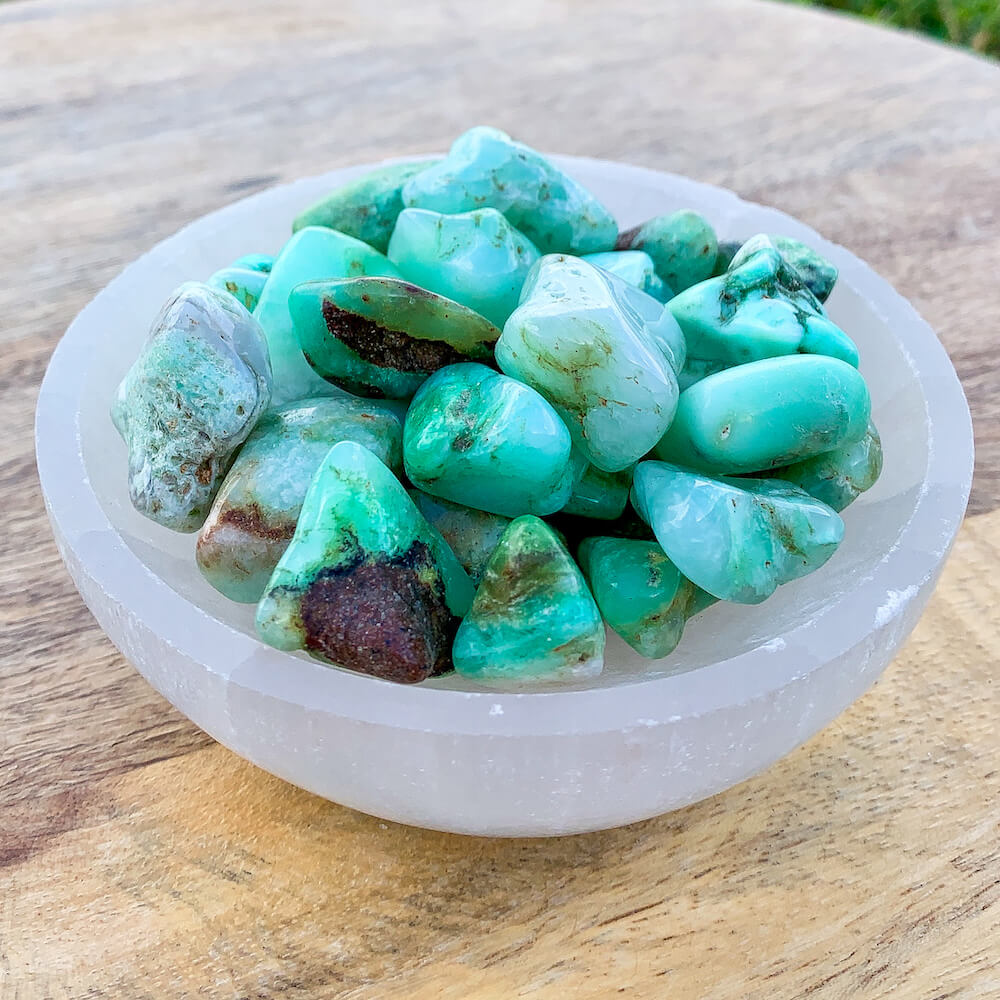 Shop for Chrysoprase Tumbled Stone, Crystal Healing, Feng Shui, Chakra Stone, Green, Brown, rock Hound, Pocket Stone, Reiki Crystal at Magic crystals. Magiccrystals.com has Polished Chrysoprase bracelet and stones. Tumbled Healing Stone, Healing Crystals and Stones, Chakra Stone, Spiritual Stone with FREE SHIPPING