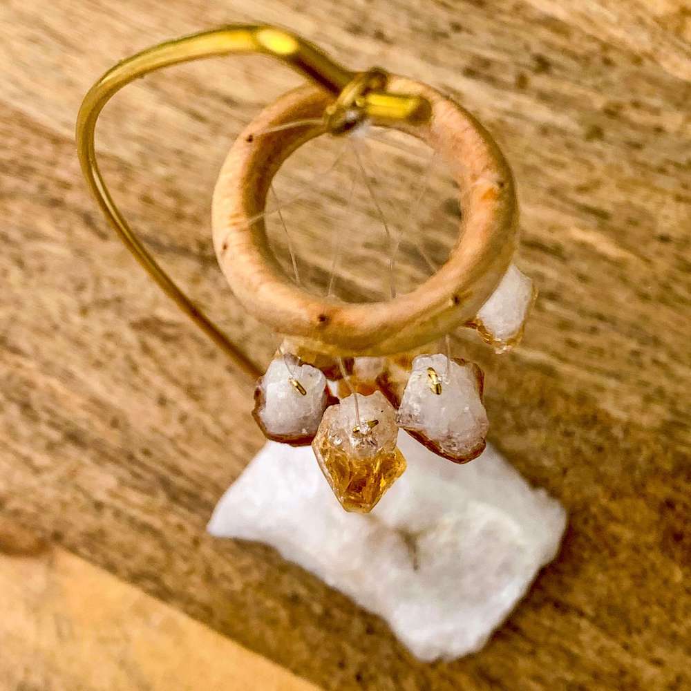 Citrine Crystal Points Desk Chime Home Decor - Magic Crystals - Home Decor & Clearing Tools