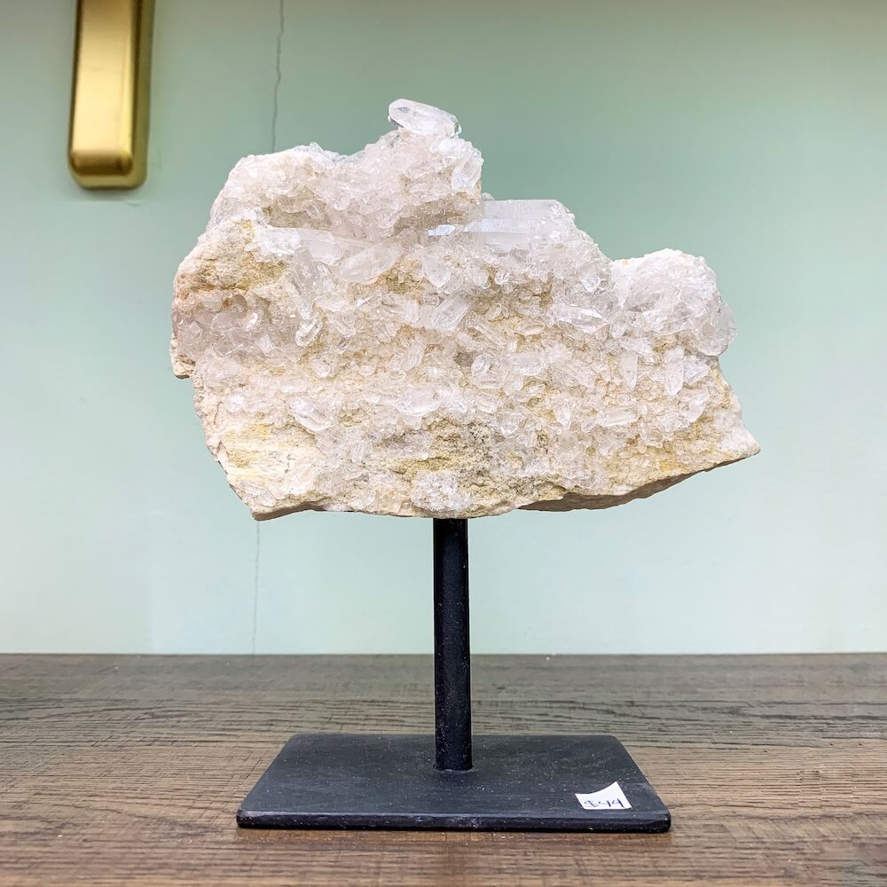 Druzy Clear Crystal Cuarzo en un soporte #C