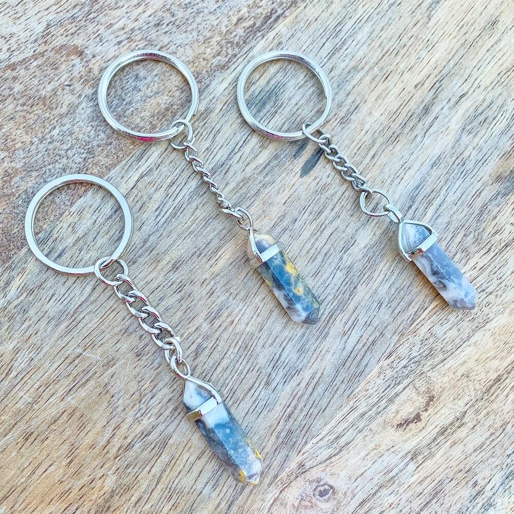 Crazy Lace Agate Keychain. Crazy Lace Agate Meaning, it’s that it’s a happiness stone! Crazy Lace Agate Double Point Keychain at Magic Crystals. Shop with free shipping available. We carry a wide variety of cat eyes keychains, gemstones, bracelets, earrings and handmade jewelry.