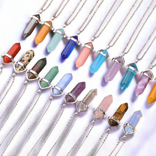 Looking for a handmade Crystal Jewelry? Find genuine Double Point Gemstone Necklace when you shop at Magic Crystals. Crystal necklace, for mens and women. Gemstone Point, Healing Crystal Necklace, Layering Necklace, Gemstone Appeal Natural Healing Pendant Necklace. Collar de piedra natural unisex.