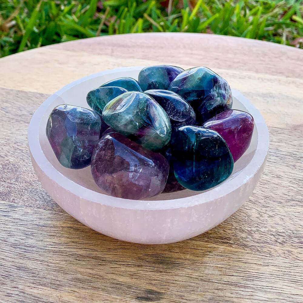 Looking for Fluorite Tumbled Stones? Shop at Magic Crystals for Rainbow Fluorite Tumbled Stone -Rainbow Fluorite Stone - Pocket Stone - Metaphysical Reiki Healing with FREE SHIPPING available. Natural Fluorite Gemstone for INTUITION, PROTECTION, INTELLECT. Magiccrystals.com offers the best quality gemstones.