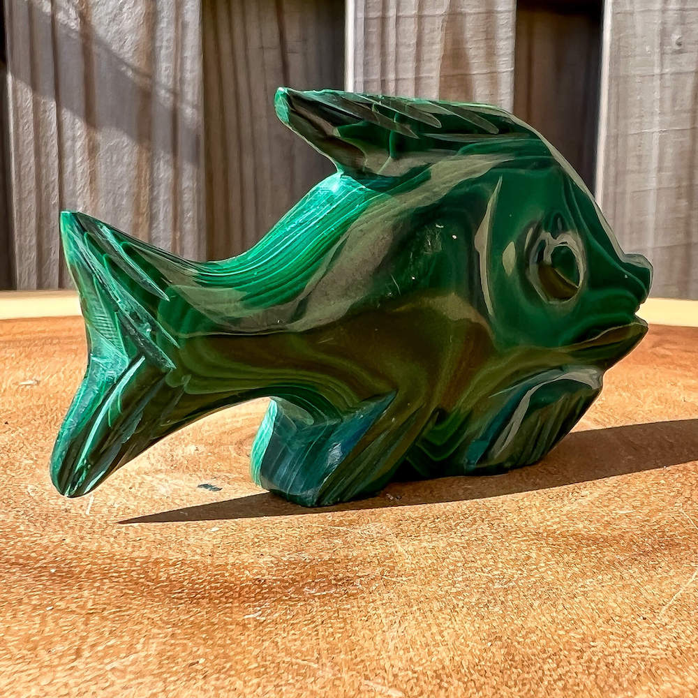 Genuine Malachite. Shop at Magic Crystals for Small Genuine Malachite Fish - B - Natural Malachite Fish Carving from Congo. Malachite Animal, Gifts for Her, Gifts for Him, Crystal Gemstones, Home Decor. FREE SHIPPING AVAILABLE. Hand Carved Malachite Stone Fish, Home Decor, Crystal Healing, Mineral Specimen #1.