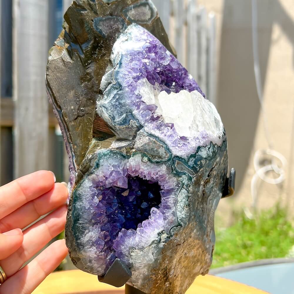Buy Magic Crystals 7 lbs - Outstanding Large Double-Sided Amethyst Crystal Formation, Amethyst Stone, Purple Amethyst Point, Stone Point, Crystal Point, Amethyst Tower at Magic Crystals. Natural Amethyst Gemstone for PROTECTION, PEACE, INSPIRATION. Magiccrystals.com offers FREE SHIPPING and the best quality gemstones