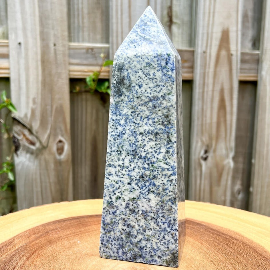 Looking for carved pieces? Shop for our unique genuine Blue Spot Jasper Obelisk - Carved Blue Spot Tower, Carving for Reiki healing at Magic Crystals. Blue Spot Jasper Crystal Tower Shaped-Stone and jewelry with FREE SHIPPING available.