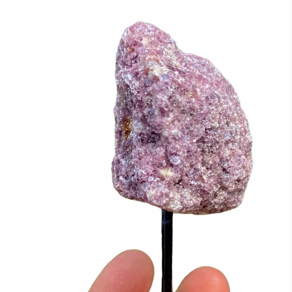 Lepidolite Point on Stand. Looking for One Rough Black Lepidolite Metal Stand, Lepidolite Chunk on Stand, Point on Stand Pin, Lepidolite Stone, Rough Lepidolite, Raw pink and purple stones? Shop for our genuine gemstones. FREE SHIPPING AVAILABLE at Magic Crystals ! Lepidolite Gemstone for OPTIMISM AND BALANCE