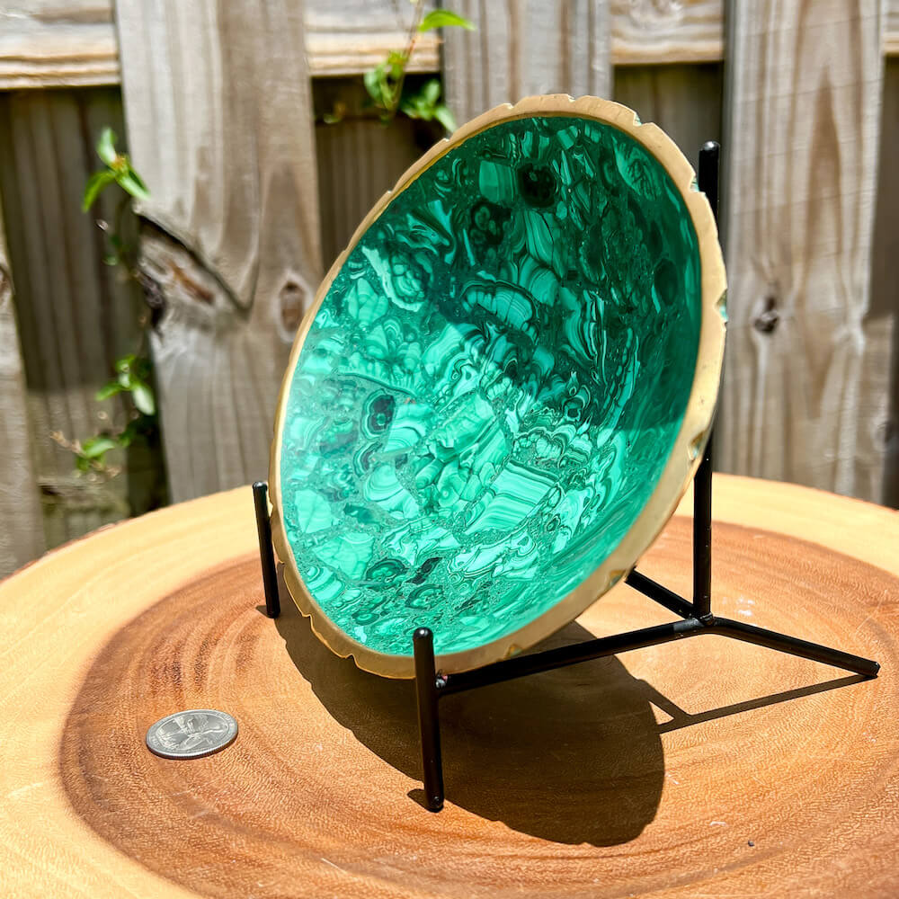 Buy Malachite Home decor? Shop at Magic Crystals for Genuine 1.2 lbs Malachite Oval Bowl - Malachite from Congo, Circular Malachite Bowl with Gold Rim Great for Crystal Grids. malachite aesthetic, malachite jewelry, malachite stone, malachite crystal meaning. Malachite is known as a protection stone.