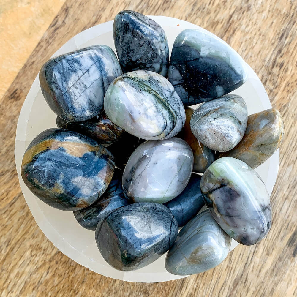 Looking for Picasso Jasper Tumbled Stone? Shop at Magic Crystals for Polished Picasso Stones, Reiki Healing Crystals, Healing Stones, Grounding, Creativity, Relationship Renewal. Picasso Marble is a tumble stone has FREE SHIPPING available.