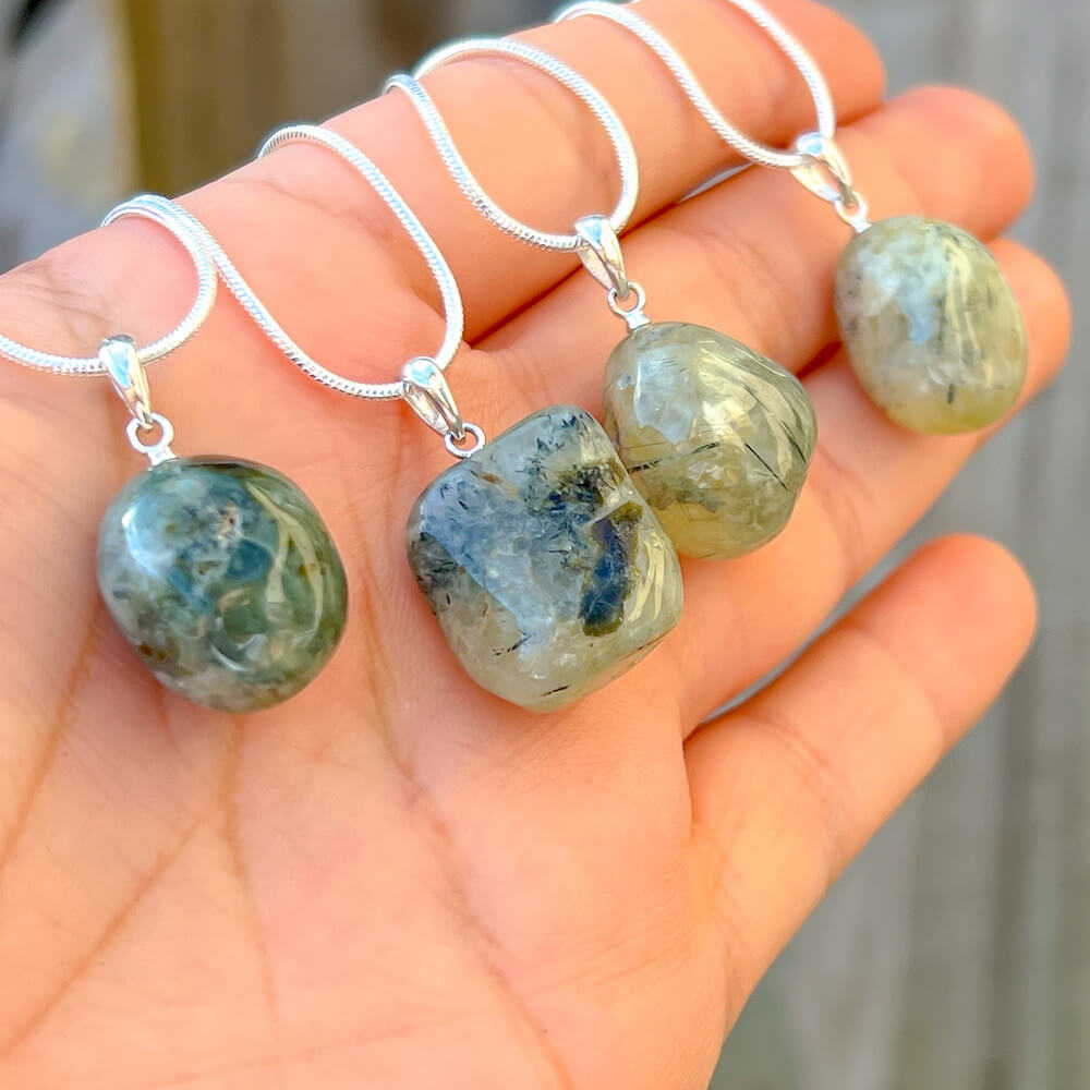 Looking for a Genuine Prehnite necklace? Shop at Magic Crystals for Prehnite pendants. polished Stone Crystal. Polished Prehnite. Prehnite Jewelry, Genuine Prehnite Beads necklaces for Women, Healing Crystal Pendant, Protection Balance Calming Bracelet Gift. FREE SHIPPING available.