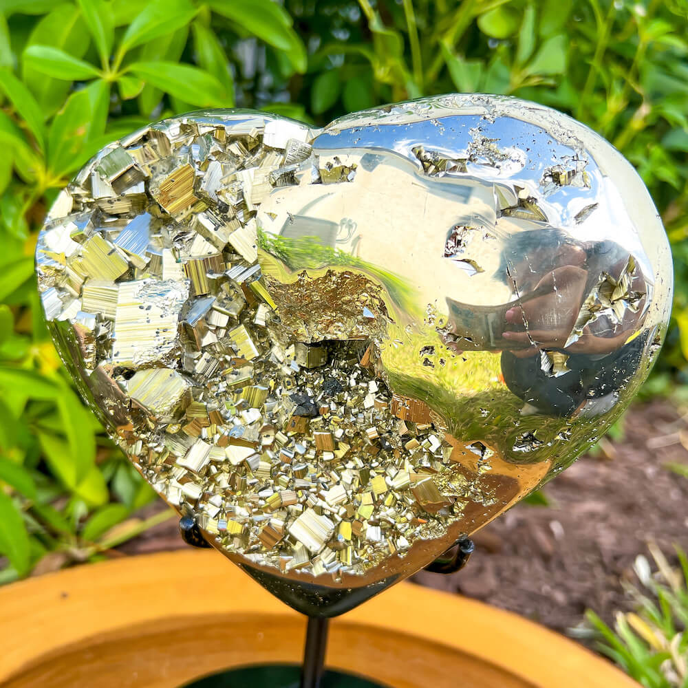 Shop from Magic Crystals One Rough Puffy Druzy Pyrite Heart, Heart Pyrite Chunk on Stand, Fools Gold. Pyrite Heart Protect Stone, Rough Pyrite, Raw Pyrite Heart! Pyrite stone. We carry a wide variety of clear quartz gemstones, Top Quality Pyrite Heart on a stand Peru specimens. FREE SHIPPING AVAILABLE.