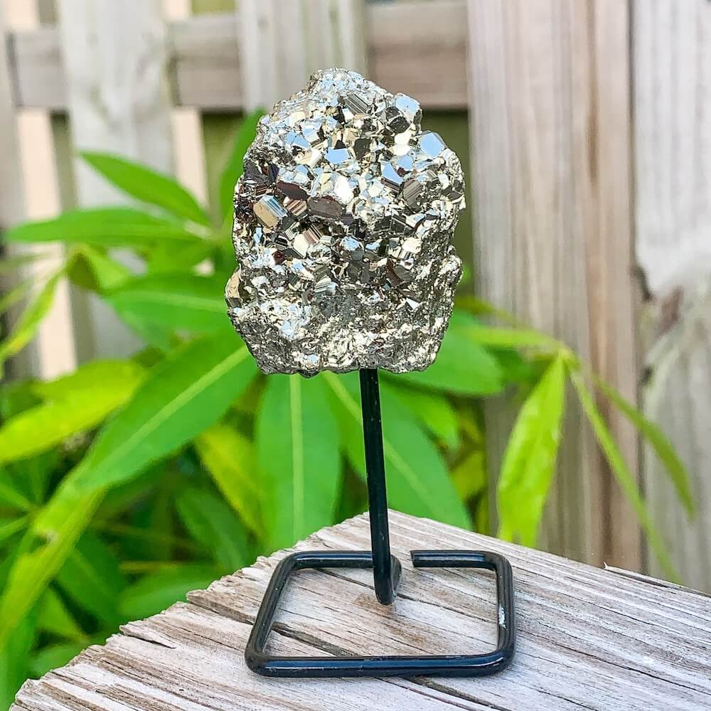 Shop from Magic Crystals One Pyrite Rough Druzy Pyrite Metal Stand, Pyrite Chunk on Stand, Point on Stand Pin, Pyrite Protect Stone, Rough Pyrite, Raw Pyrite! Pyrite stone. We carry a wide variety of clear quartz gemstones, Howlite, and quartz specimens. FREE SHIPPING AVAILABLE.