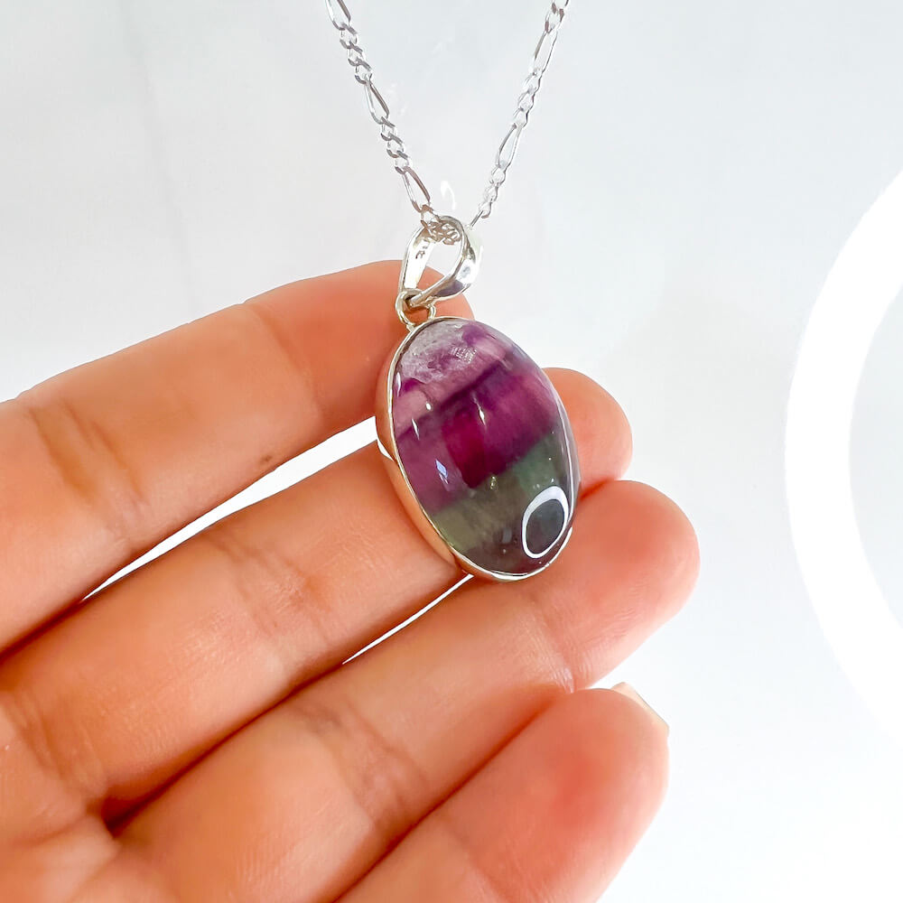 Shop for Rainbow Fluorite Pendant Necklace, Genuine Rainbow Fluorite Jewelry at Magic Crystals. Magiccrystals.com carries a wide variety of natural gemstone jewelry. Fluorite Crystals Necklace,Crystals Quartz Point Pendant, Rainbow Fluorite Crystals Necklace, Healing Crystals Boho Necklace. FREE SHIPPING available