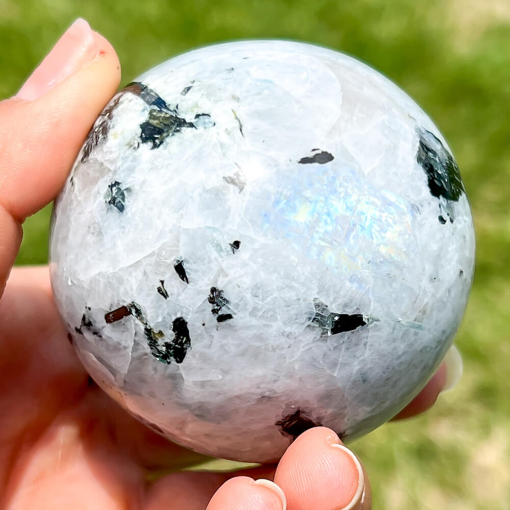Looking for a Beautiful Rainbow Moonstone Sphere - C ? Shop at Magic Crystals for Healing Crystal Balls, Rainbow Moonstone Balls, Flashy Rainbow Moonstone Sphere Balls, Healing Crystal Ball. White Flashy Blue Feldspar Crystal Ball, Housewarming Gift Home Décor, Natural Stone Hand Carved Sphere, Moonstone.