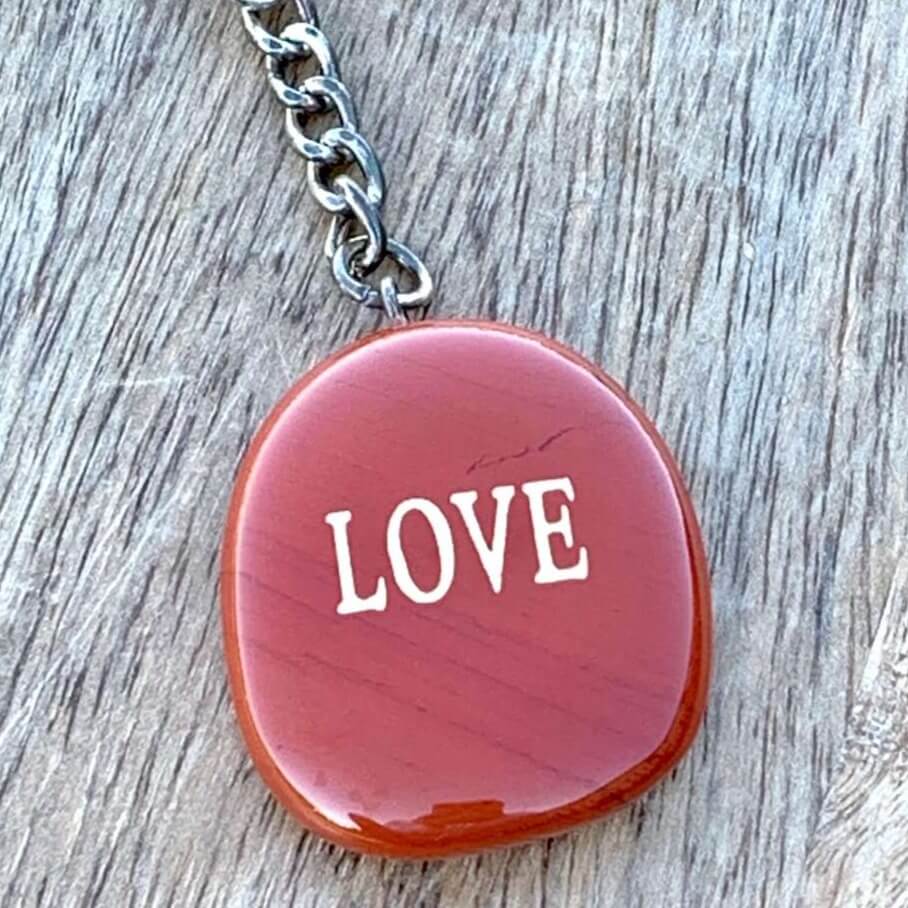 Red Jasper keychain. Shop at Magic Crystals for Crystal Keychain, Pet Collar Charm, Bag Accessory, natural stone, crystal on the go, keychain charm, gift for her and him. Red Jasper is a great for vitality. Red Jasper Natural Stone Keychain, Crystal Keychain, Red Jasper Crystal Key Holder. Red gemstone.