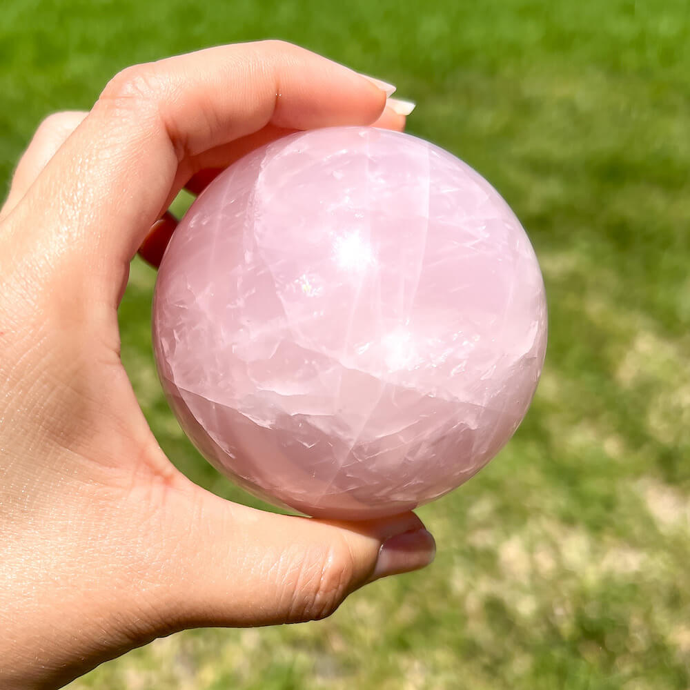 Looking for a Large rose quartz sphere? Shop at Magic Crystals for an incredibly pink natural rose quartz ball from Brazil. Large Rose Quartz Sphere - C. Crystal ball large crystal sphere. Large Rose Quartz Crystal Sphere, Polished Rose Quartz Sphere | Rose Quartz Specimen. FREE SHIPPING AVAILABLE.