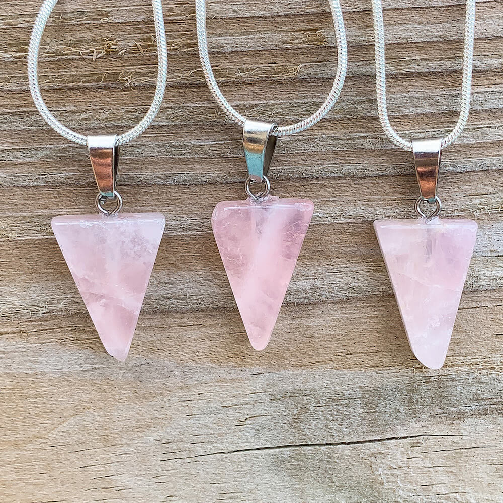 Looking for Rose Quartz Jewelry? Shop at Magic Crystals for Rose quartz crystal necklace Rose quartz pendant Triangle natural rose quartz necklace Layered necklace Triangle gold quartz pendant. free shipping available.