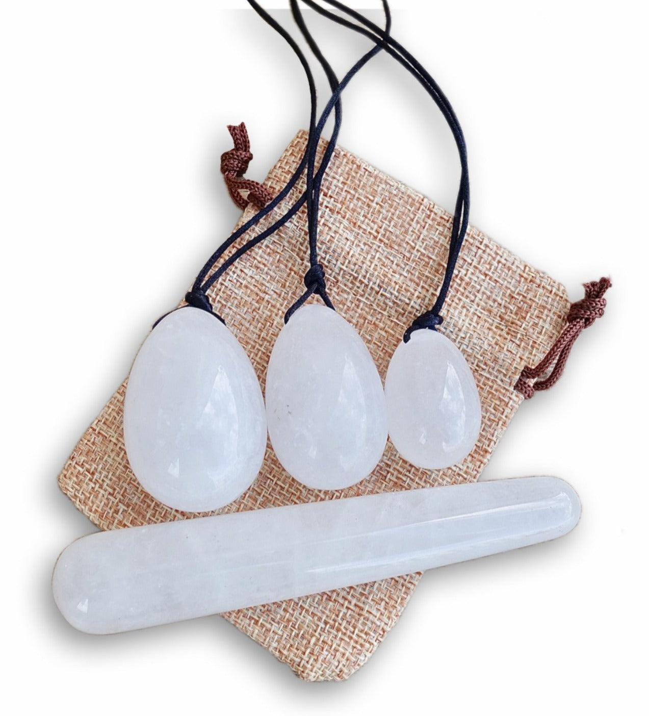 Clear Quartz Yoni Eggs Set and Massage Wand-YONI EGGS-Magic Crystals