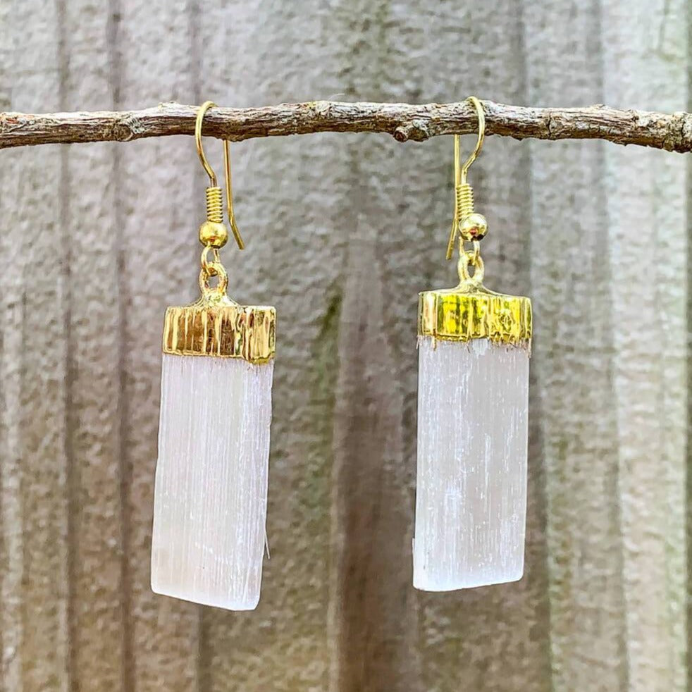 Did you scroll all this way to get facts about selenite? Selenite is like liquid light. Shop for Selenite Crystal Earrings - Raw Crystal Earrings - Selenite Stone Earrings - Wife Gift For Her - Golden Selenite Jewelry in Magic crystals. Beautiful purification crystal set in gold. FREE SHIPPING available.