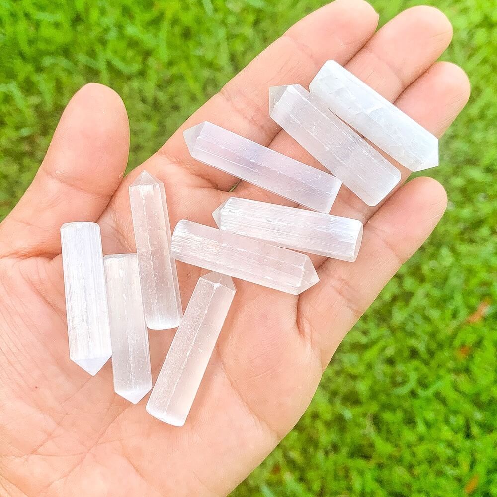 Gemstone Single Point Wand - Selenite Point. Check out our Jewelry points, Healing Crystals, Bohemian Stones, Pointed Gemstone, Natural Stones, crystal tower, pointed stone, healing pencil stone. Single Terminated Gemstone Mix Crystal Pencil Point Stone, Obelisk Healing Crystals ,Mixed Points, Tower Pencil. Mini Crystal Towers.