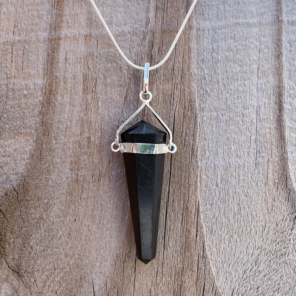 Looking for a Unique Shungite Jewelry? Find Shungite Double Point Necklace - Shungite Jewelry, EMF Protection Pendant, Double point Shungite handmade crystal when you shop at Magic Crystals. Shop genuine shungite necklace. Women and Mens shungite necklace with FREE SHIPPING AVAILABLE.