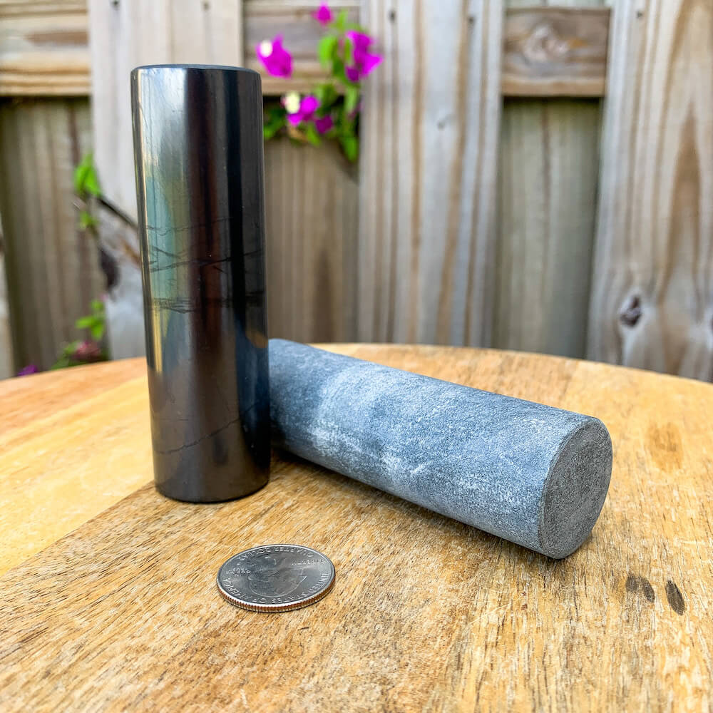 Shop for Shungite at magic crystals. Find Shungite and Soapstone Harmonizers Cylinders EMF Tools at Magic Crystals. Purification, Reiki, EMF Protection.Shungite plates for cell phone Engraved images | Made of natural shungite stone various image | Shungite EMF protection shield.