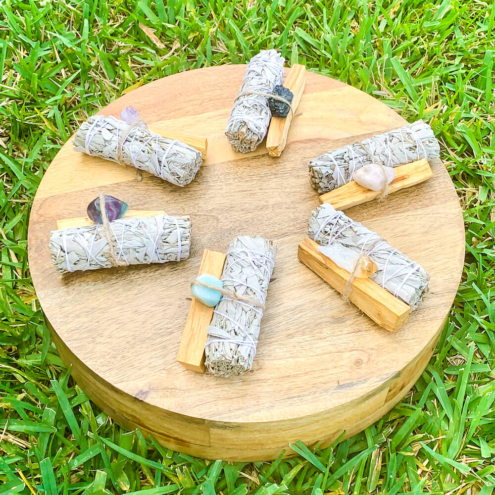 Looking for, where can I buy White Sage, Palo Santo sticks, and Rose Quartz? Shop at Magic Crystals for Rose Quartz Smudge Bundle, Palo Santo, Sage, Rose Quartz - Space Clearing - Home Cleansing Kit - Love and Health Smudge Bundle - Meditation. Smudging for Cleansing and Clearing Your Home, Clearing Negative Energy.