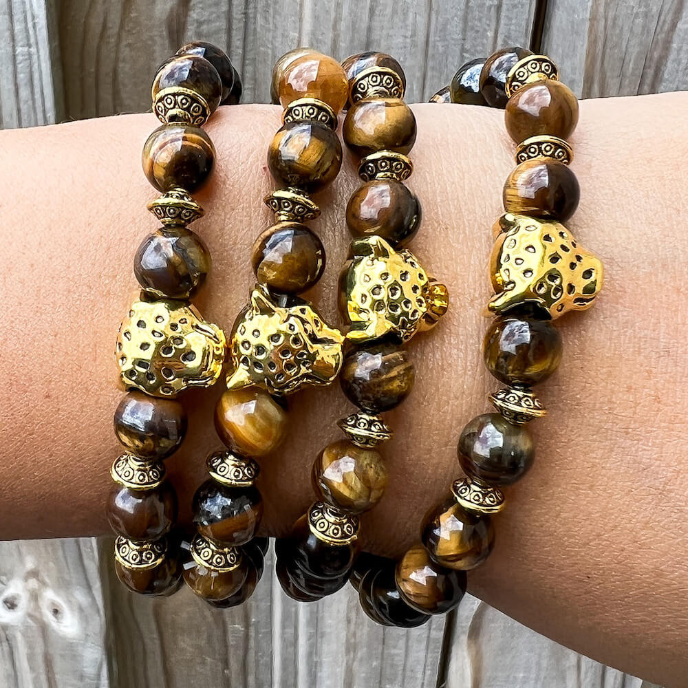 Looking for tiger eye bead bracelets? Shop at Magic Crystals for leopard head beaded bracelets. Yellow Tiger Eye Golden Leopard Bracelet with FREE SHIPPING available. natural Tiger Eye gemstone jewelry for men and women.