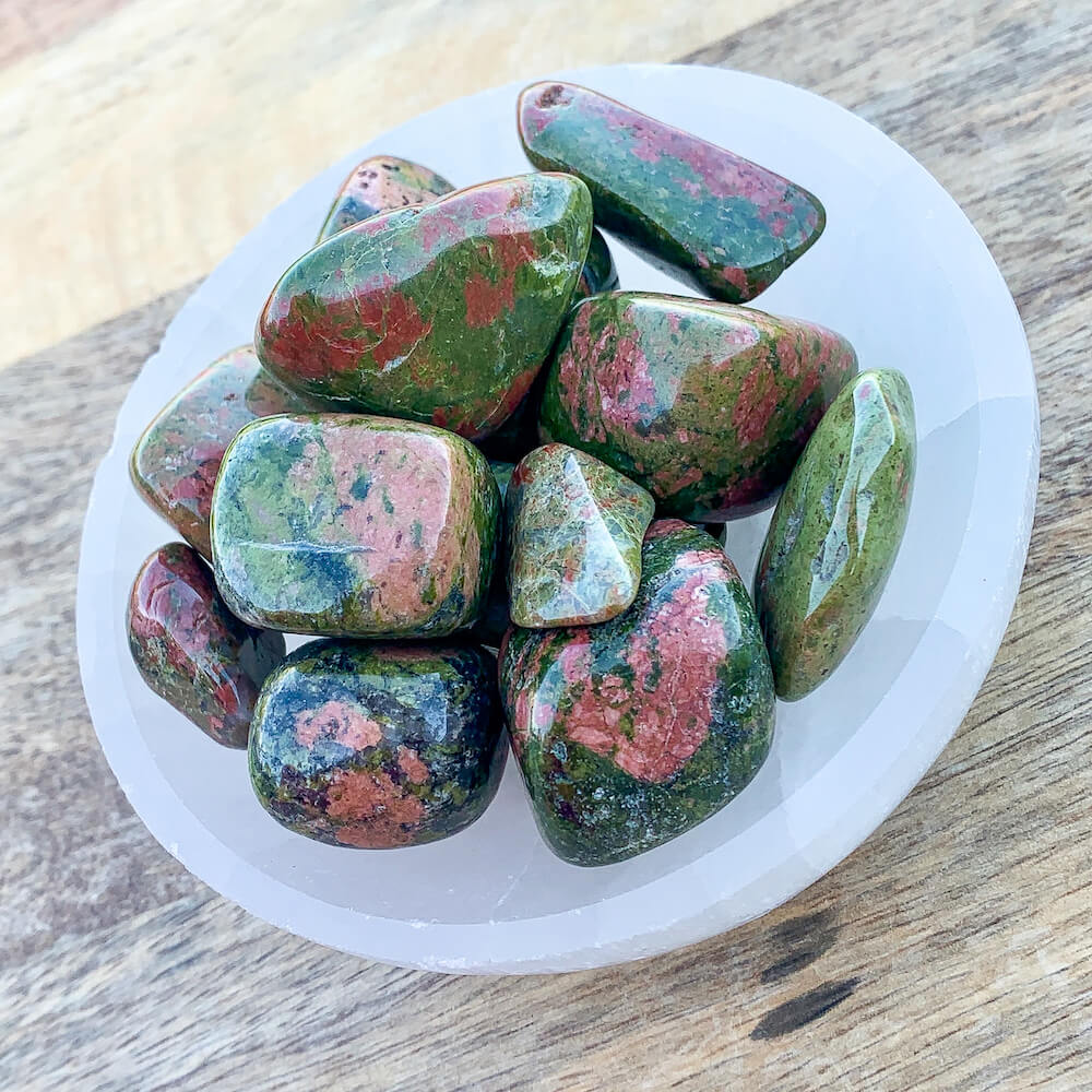 Looking for Unakite Stone, Tumbled Unakite, Unakite Wishing Stone? Shop at Magic Crystals. Shop for Unakite TUMBLED Africa - Tumbled Unakite - Heart Chakra - 4th Chakra - Fourth Chakra. Perfect for Reiki and Energy Healing. Unakite is a stone of vision. Unakite helps to find balance through spirituality.