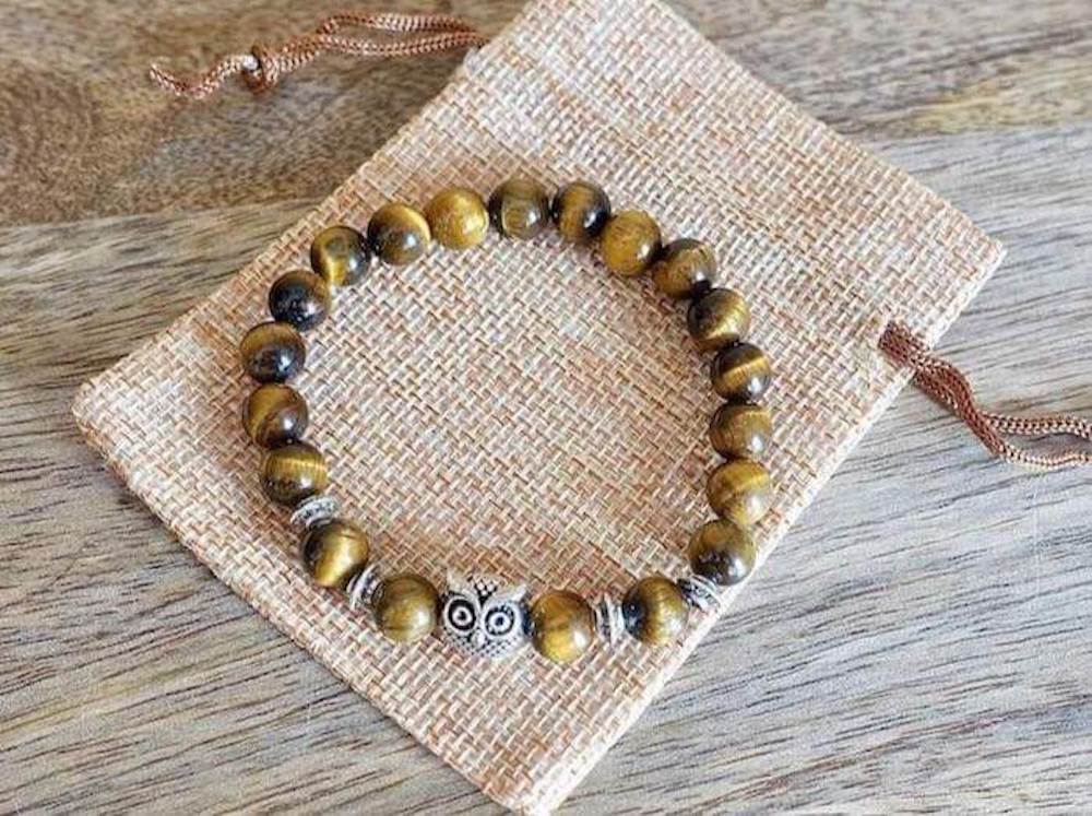 Yellow Tiger Eye Stone Handmade Owl Bracelet - Magic Crystals