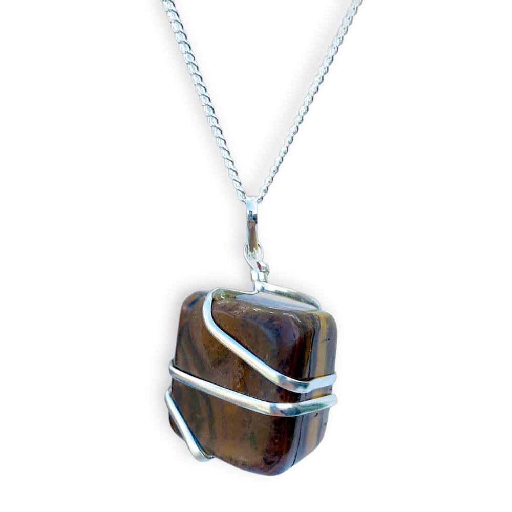 Tiger Eye Stone Pendant Handmade Crystal Necklace - Magic Crystals - - Stone Necklace - Magic Crystals