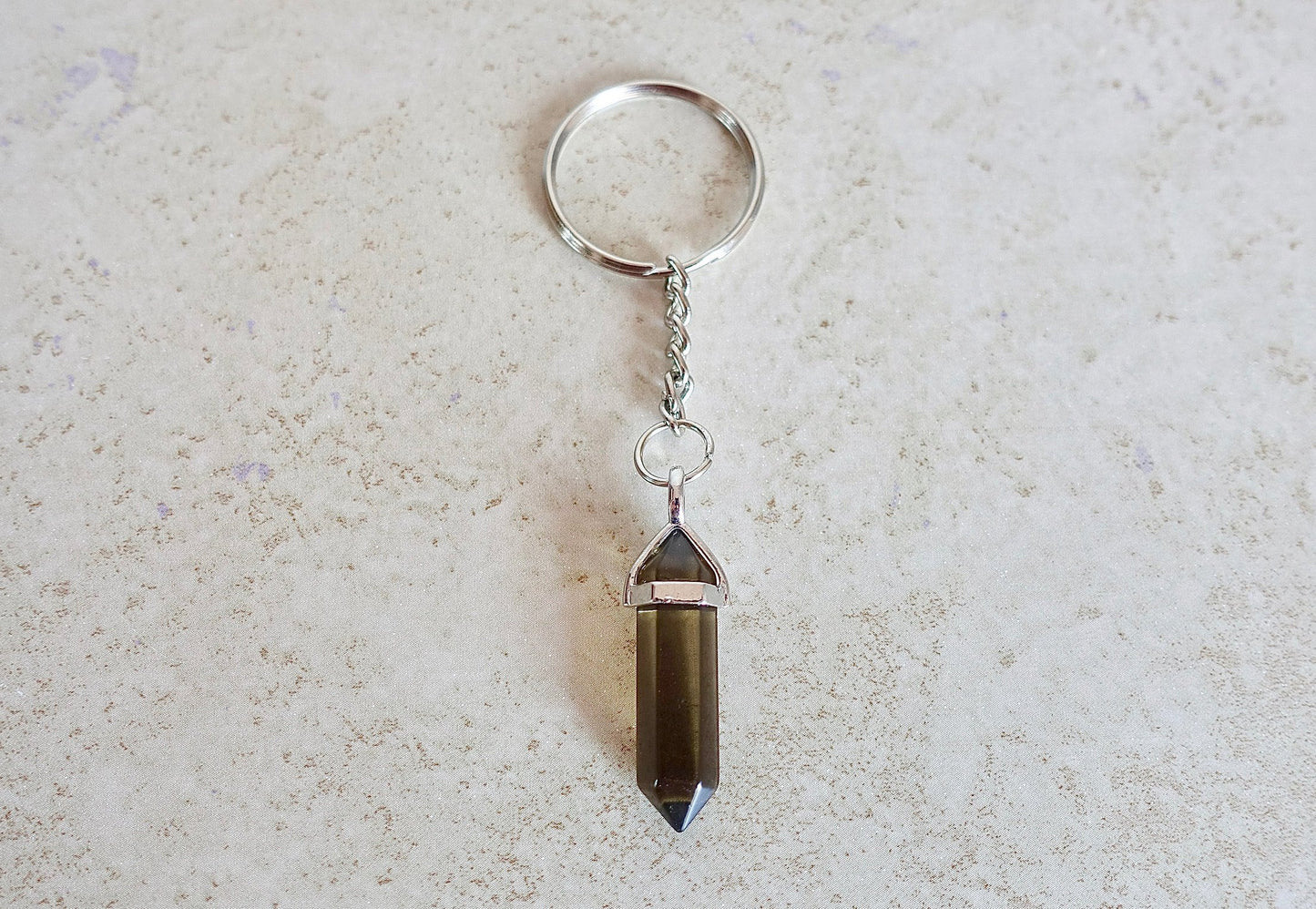 Smoky Quartz Double Point Keychain-Keychains-Magic Crystals