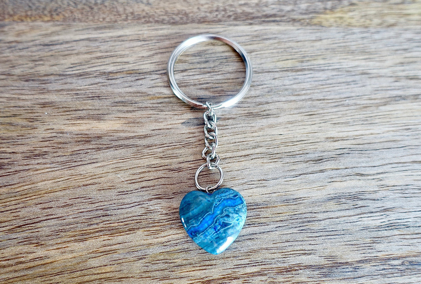 Blue Jasper Gemstone Heart Handmade Keychain-Keychains-Magic Crystals